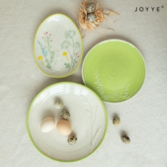 Green and White Embossed Bunnies Tableware Collection