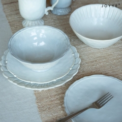 Vintage White Debossed Stripes Dinnerware Collection