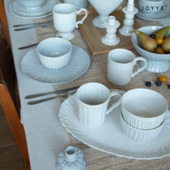 Vintage White Debossed Stripes Dinnerware Collection