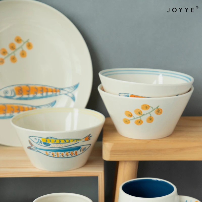 Hand-painted Ocean Sardine Series Ceramic Bowls