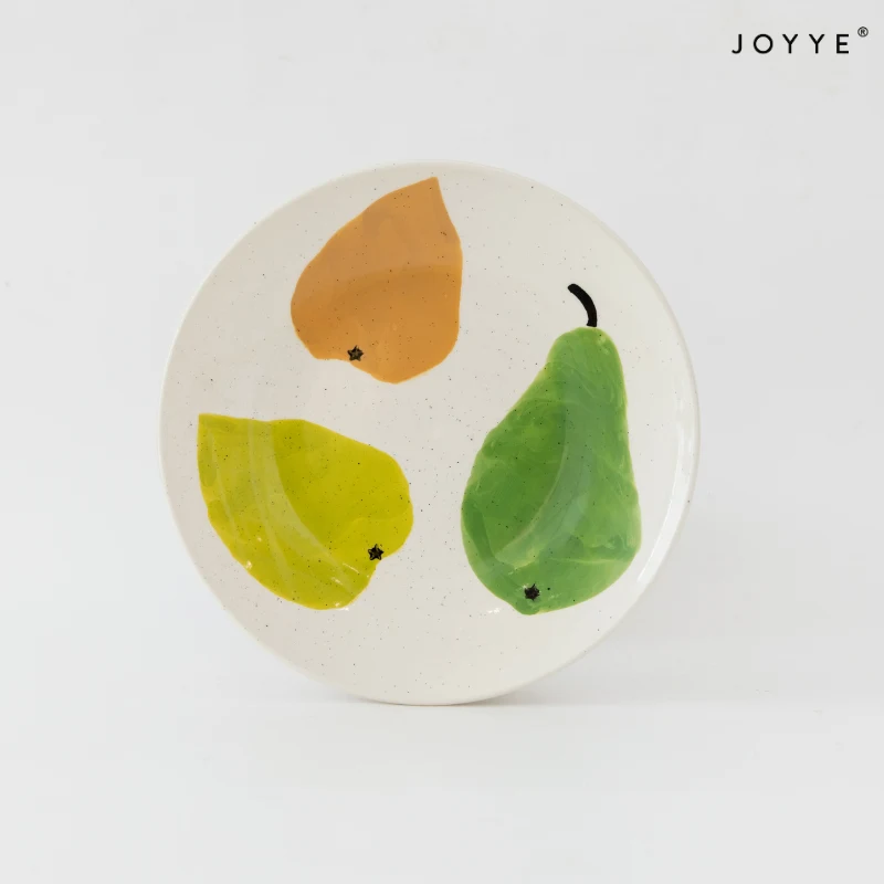 Hand-Painted Fruit Stripe Design Dinner Plate