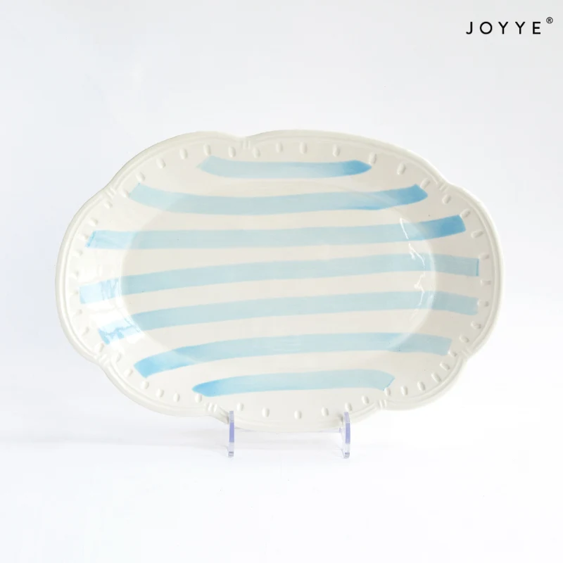 Hand-painted Colorful Line Stripe Side Dinner Plates