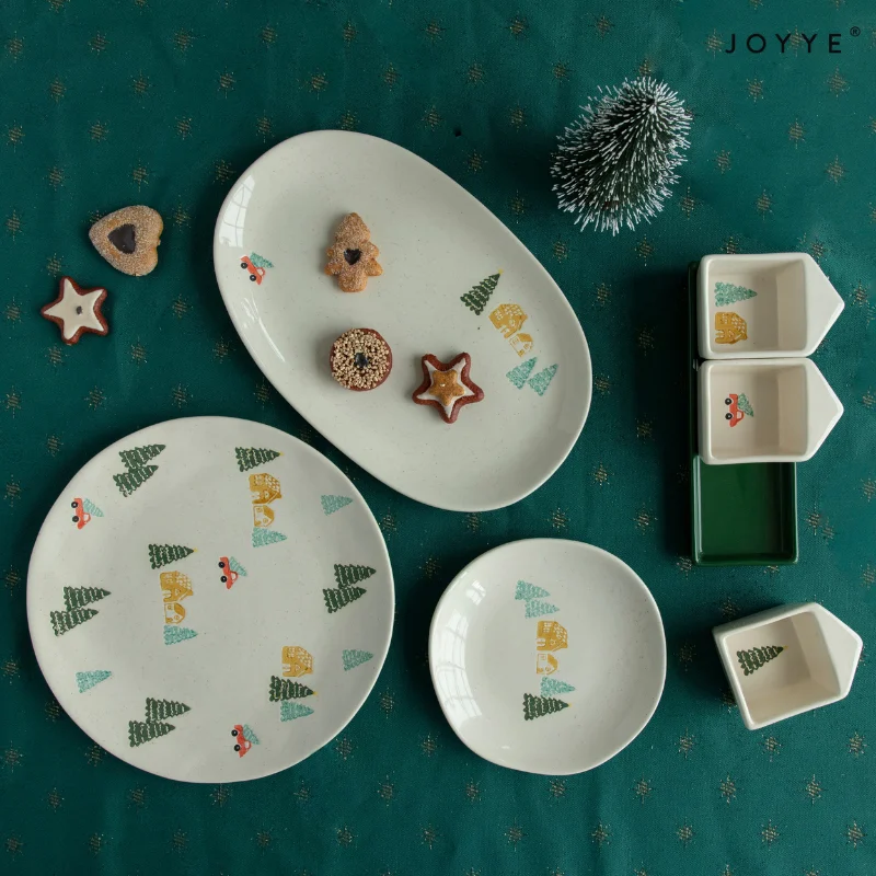 Hand-Painted Holiday Tree Dinner Plates