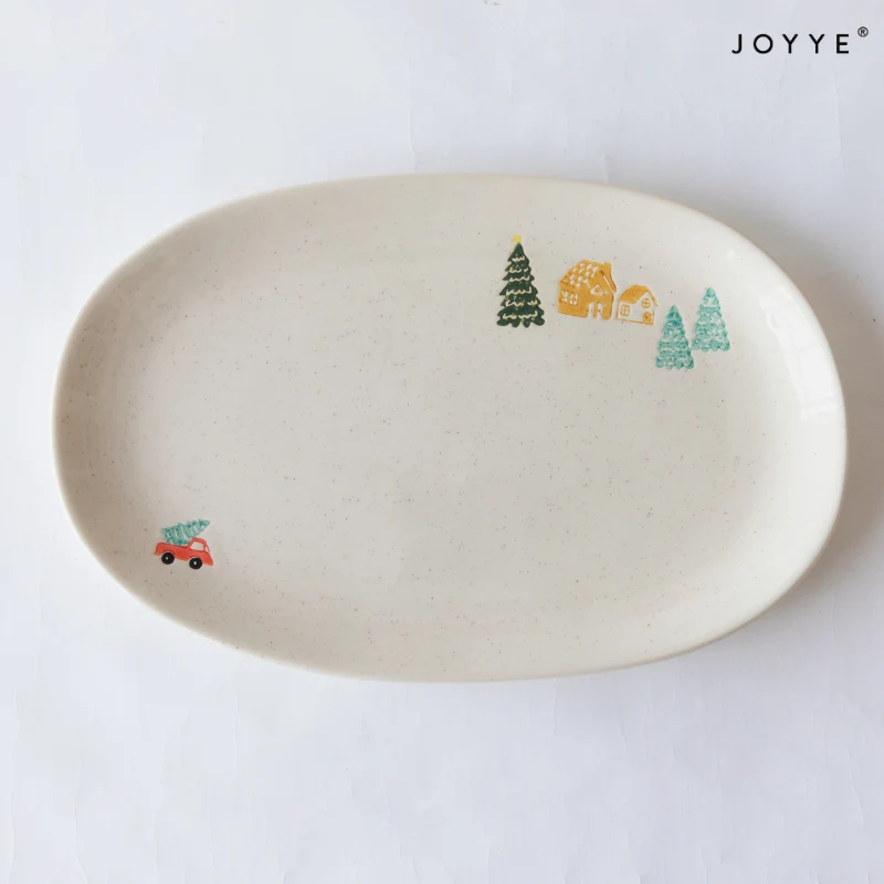 Hand-Painted Holiday Tree Dinner Plates