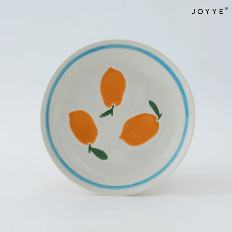 Hand-painted Fruit and Plaid Plates Set