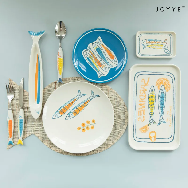 Sardine Fish Design Ceramic Dinner Plate Set
