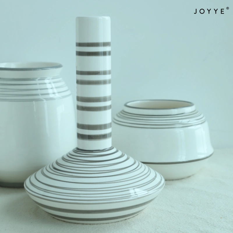 White Modern Elegant Stripes Vase