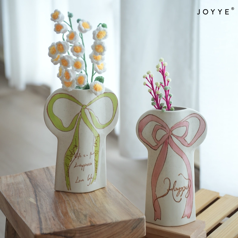 Sweet Hand-painted Bow Vases