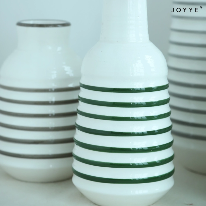 White Modern Elegant Stripes Vase