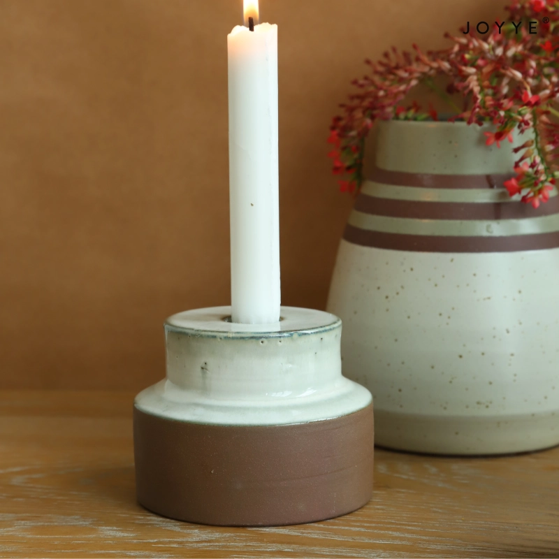 Vintage Stripes Terracotta Vase and Candle Holder