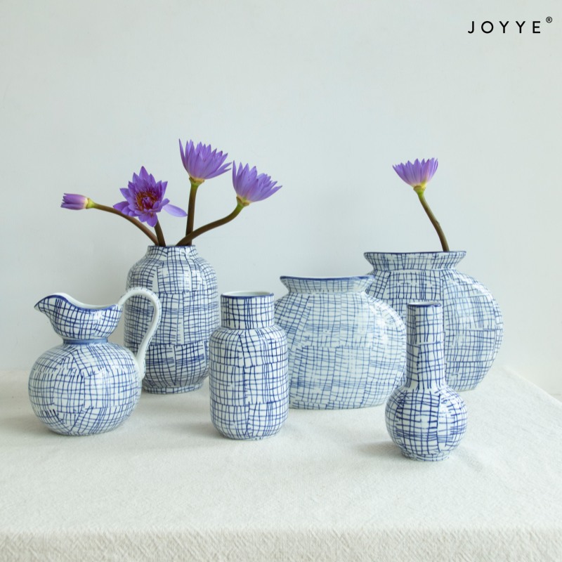 Unfussy Stripes Blue and White Ceramic Vase