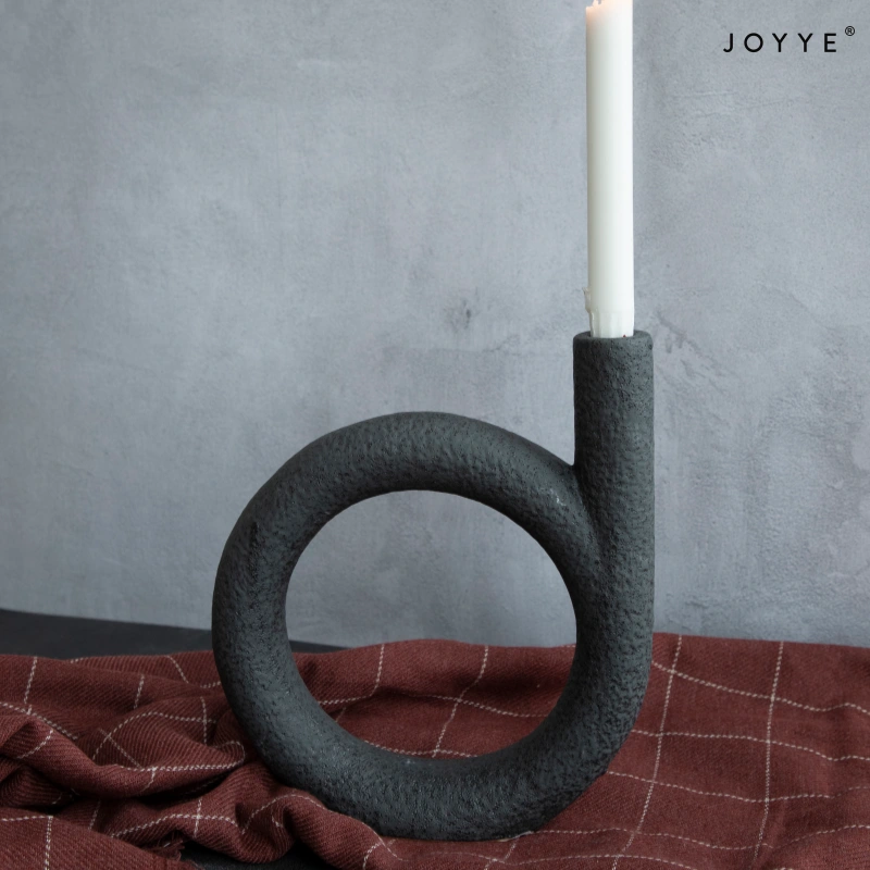 Bougeoir en grès noir moucheté OEM – Design minimaliste moderne