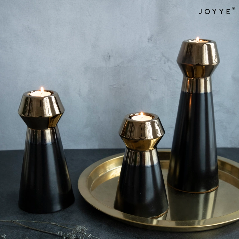 Bougeoir en céramique noire et dorée OEM – Design luxueux
