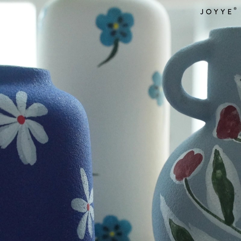 OEM Hand-Painted Floral Frosted Ceramic Vases – Modern Artistic Design