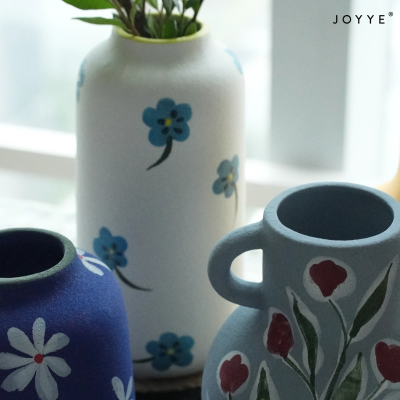 OEM Hand-Painted Floral Frosted Ceramic Vases – Modern Artistic Design