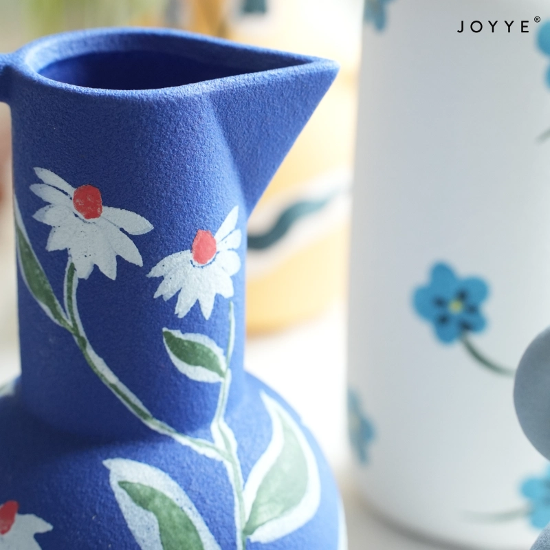 OEM Hand-Painted Floral Frosted Ceramic Vases – Modern Artistic Design